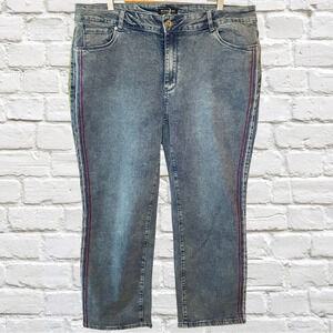 BloomChic Rainbow Striped High Rise Jeans